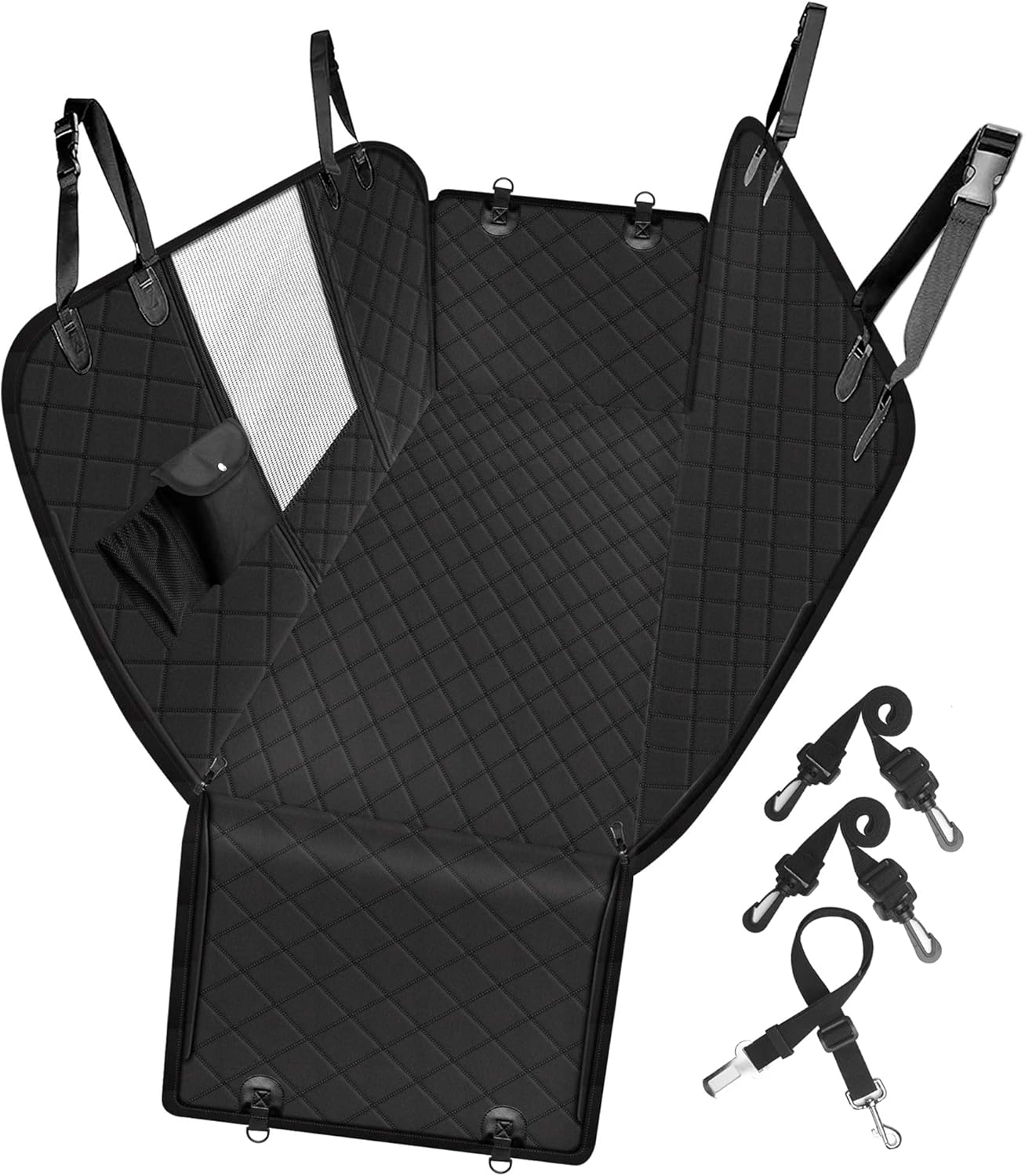 Waterproof-Resistant Dog Back Seat Hammock Cover with Mesh Window