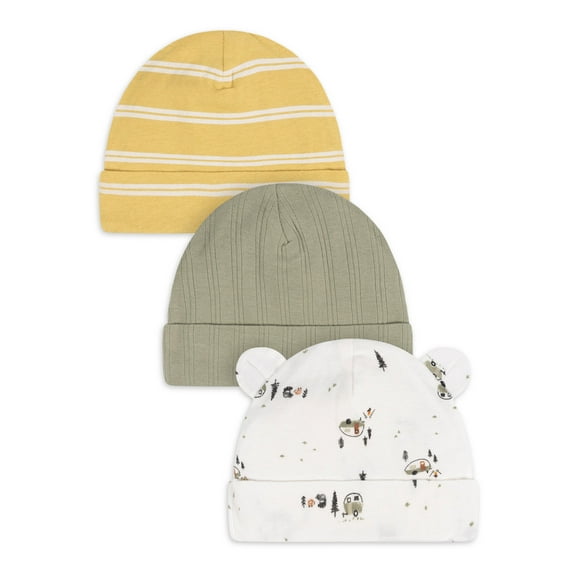 Baby Boy Cotton Caps 3-Pack