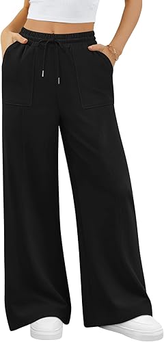 Womens Wide Leg Sweatpants Baggy Lounge Travel Pants
