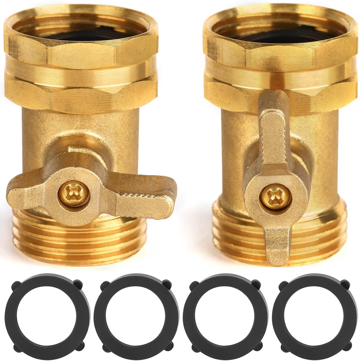 2-Pack 3/4" Garden Hose Shut Off Valve Solid Brass with Extended Handle