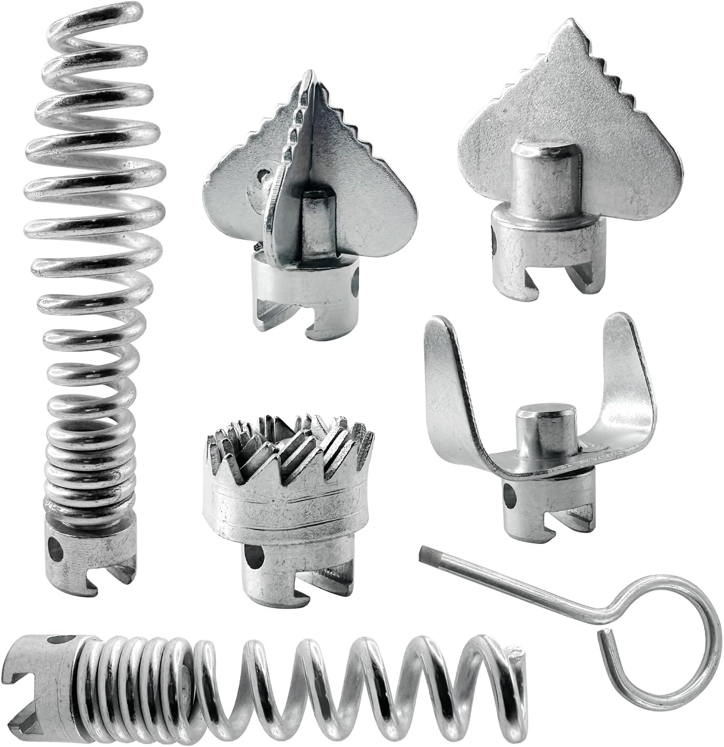 16mm Drain Snake Cutter Head Set 6 Cutter Heads with Handle (7-Piece)