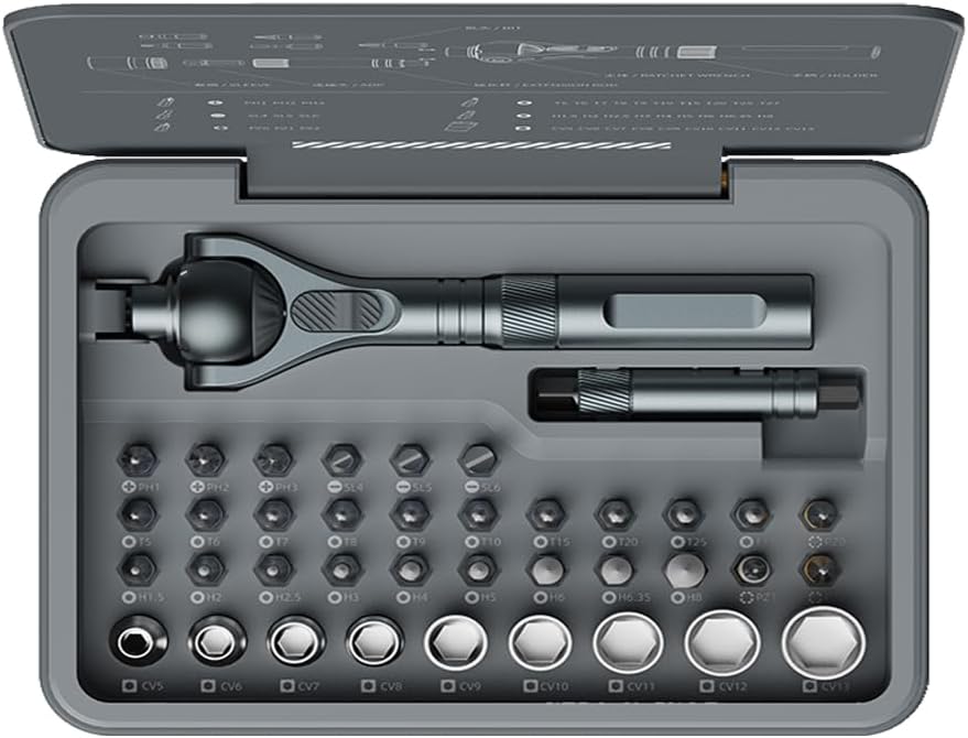 40-in-1 Magnetic Ratchet Screwdriver Set with S2 Bits and CR-V Sockets