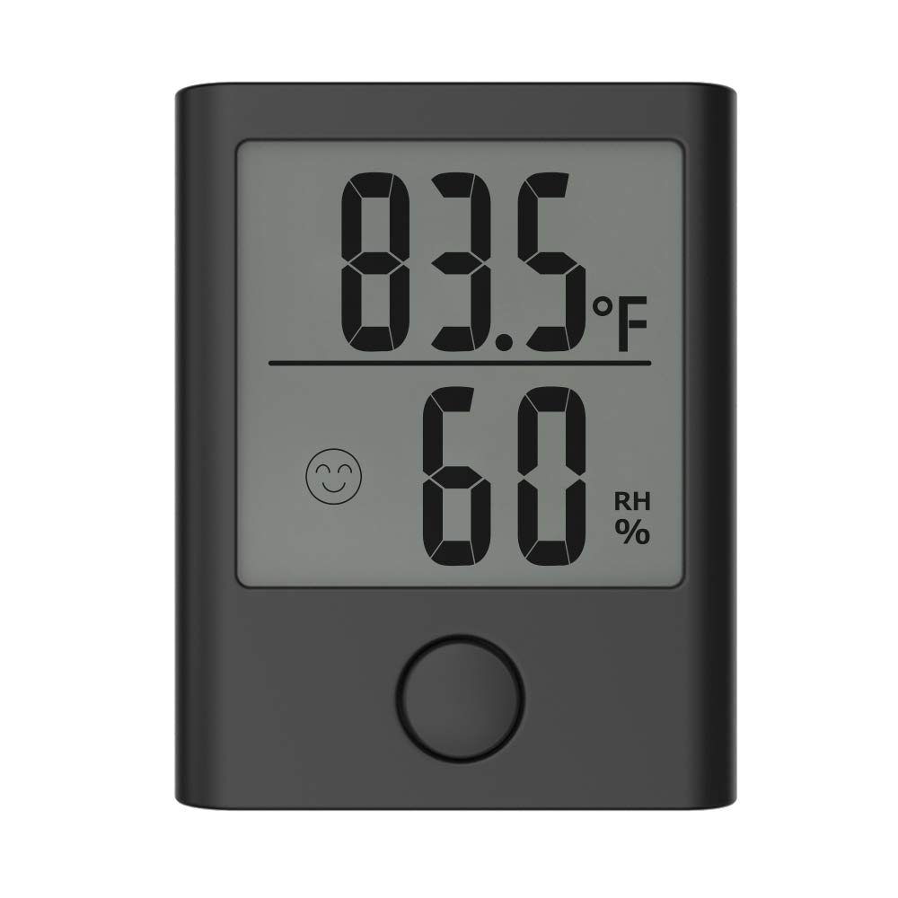 Digital Indoor Thermometer Hygrometer with LCD Display (Black)