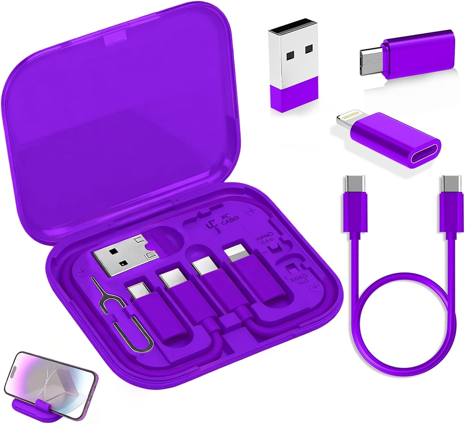 Cable Management Storage Box with Charging Cable and Card Organizer (Square Style)