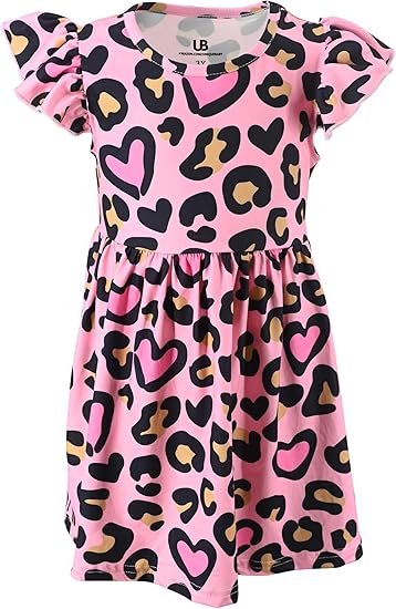 Girls Short Sleeve Printed A-Line Dress for Toddlers and Kids