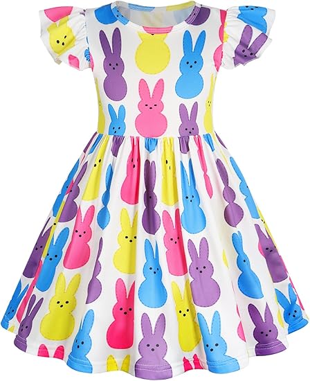 Girls Flutter Sleeve A-Line Casual Midi Dress