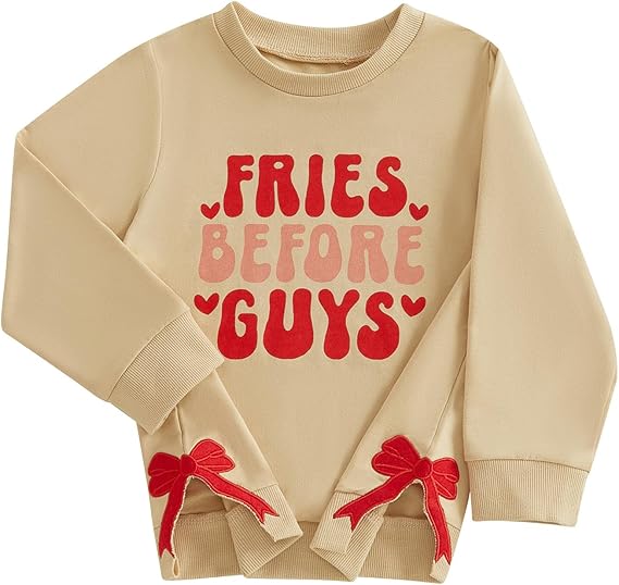Toddler Valentine Long Sleeve Crewneck Sweatshirt Top, Pullover Style, 6–7Y