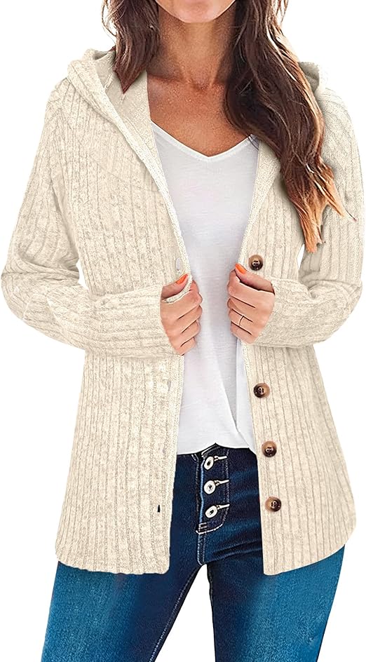 Women’s Button Front V-Neck Cardigan Sweater, Long Sleeve, Slim Fit