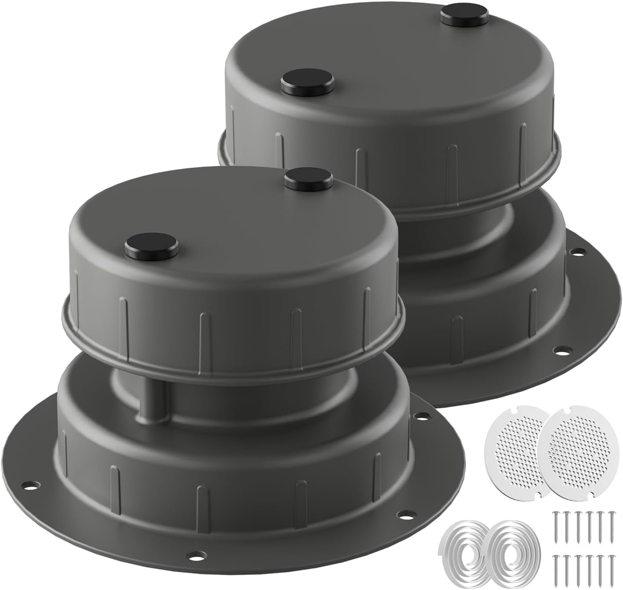 2 Pack Aluminum RV Roof Plumbing Vent Cap with Filter Screen, Gray