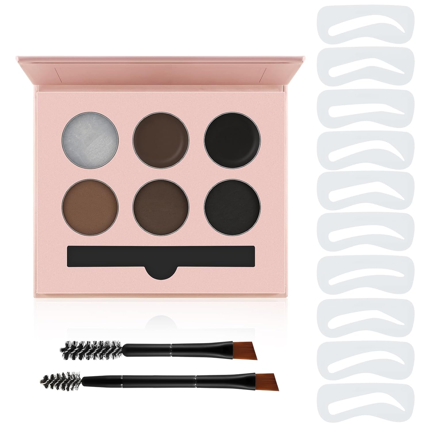 Eyebrow Powder and Clear Brow Gel Kit with Stencils