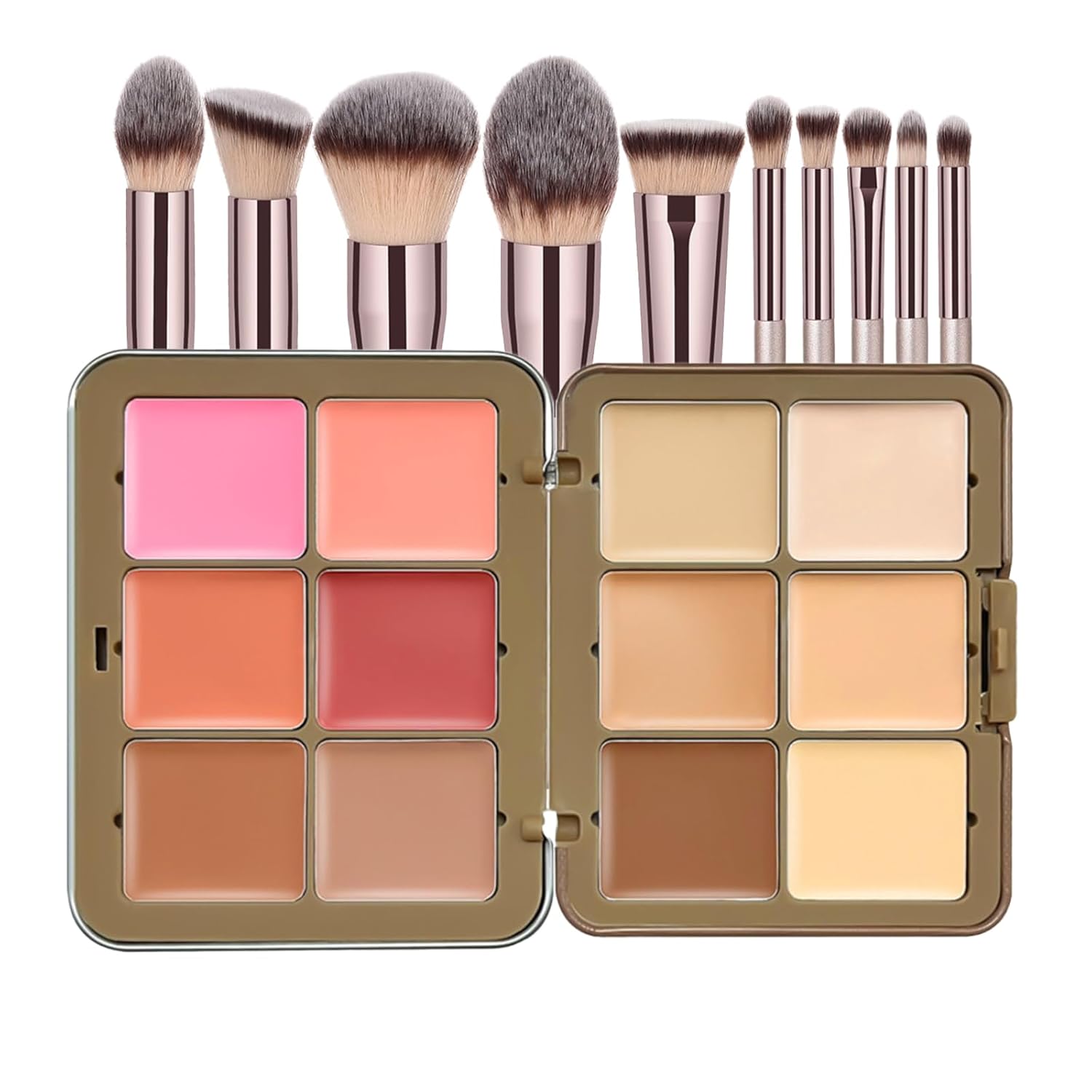 12 Colors Makeup Palette with 10 Brush Set