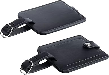 Leather Travel Luggage Bag ID Tags with Snap Closure