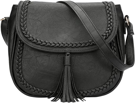 Casual Flap Saddle Crossbody Bag with Tassel