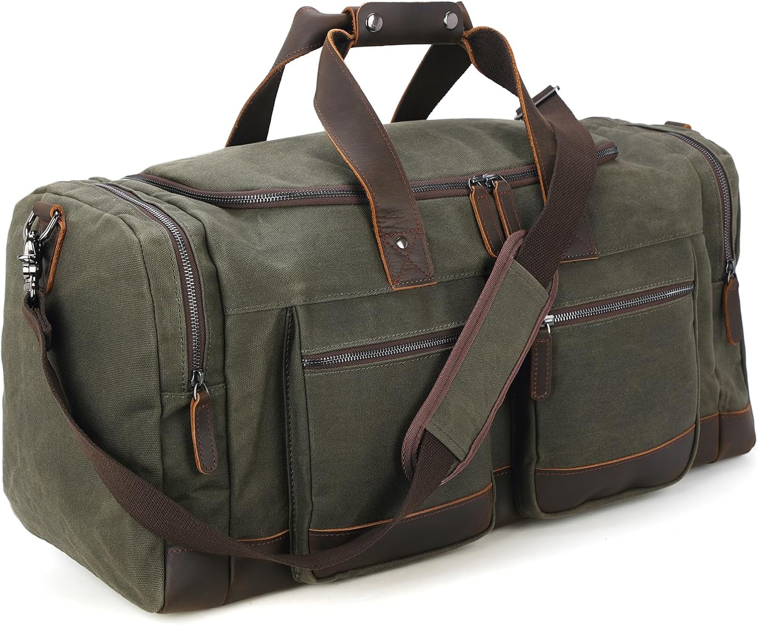 Polare Waxed Canvas Cowhide Leather Waterproof Travel Duffel Bag