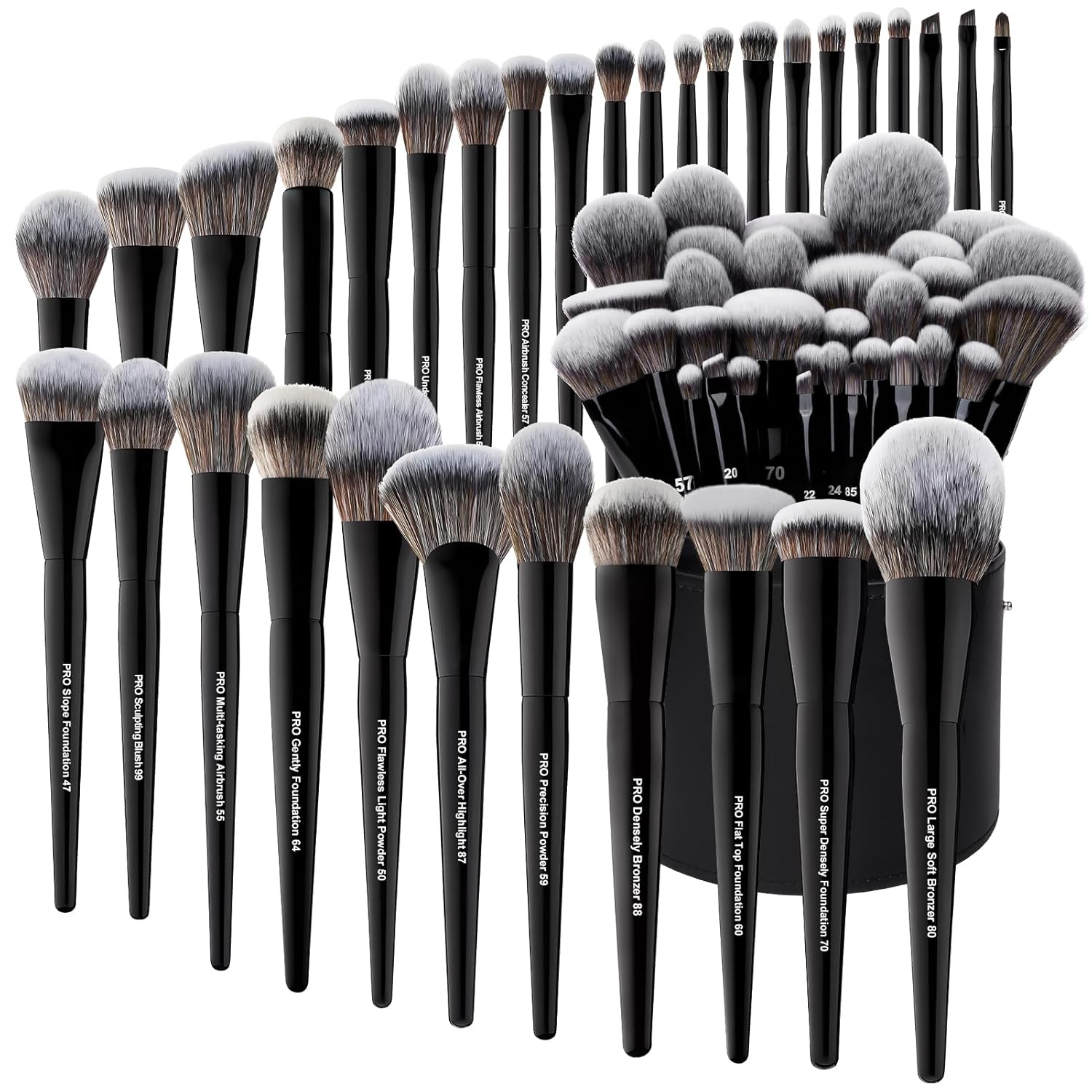 PRO Grade 32-Piece Makeup Brush Set with Large Holder
