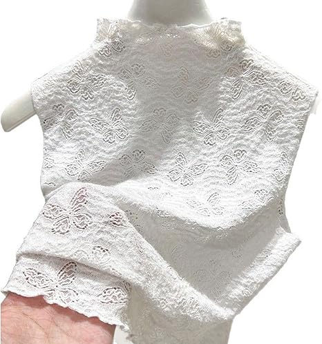 Butterfly Pattern Lace Mock Neck Sleeveless Camisole Top