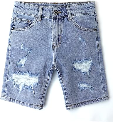 Baby Boys Denim Shorts with Elastic Waistband and Ripped Design