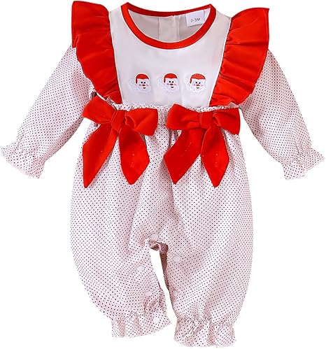 Newborn Baby Girls Christmas Santa Romper Jumpsuit