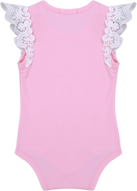 Newborn Infant Baby Girls Ruffle Lace Short Sleeve Bodysuit