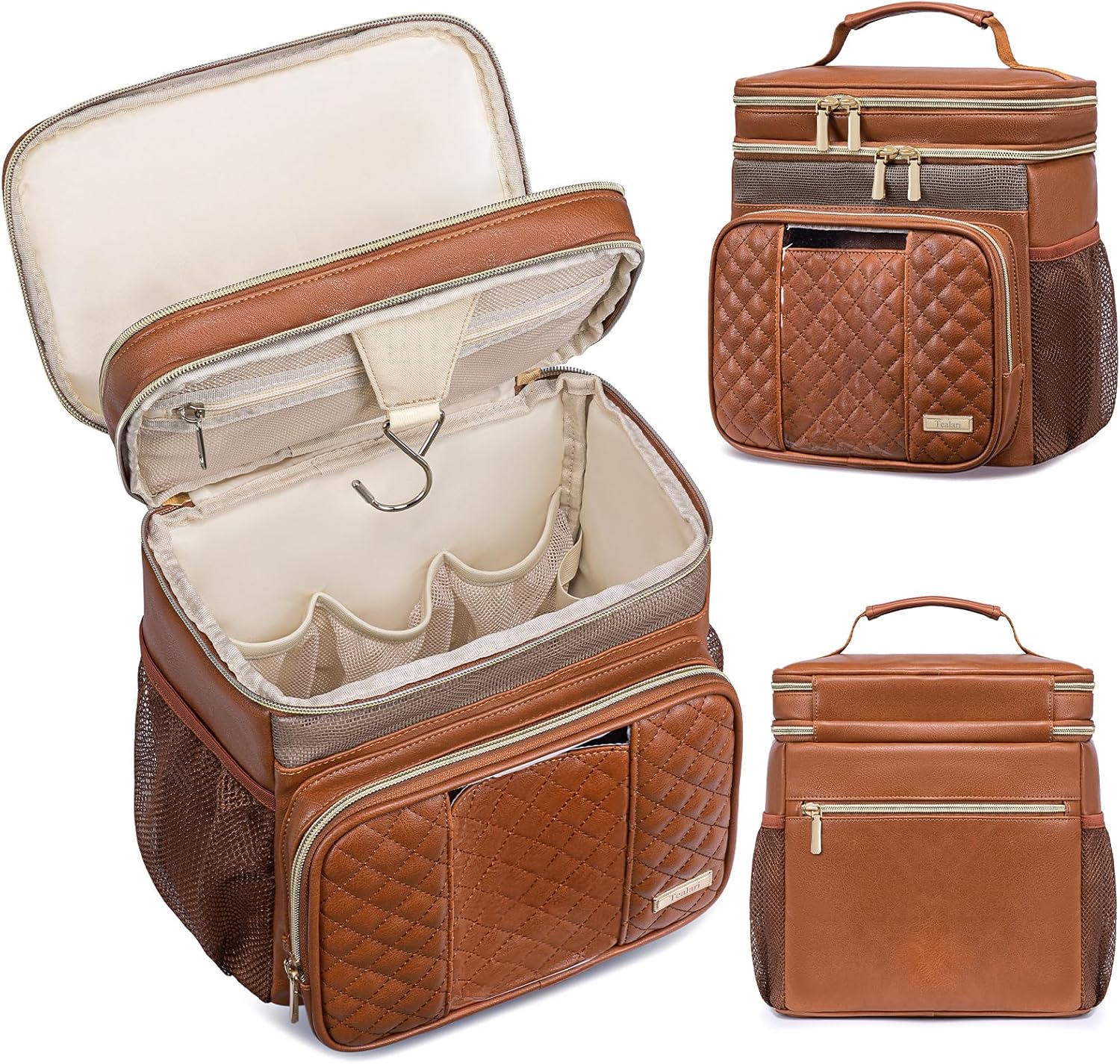 Large Leather Toiletry Bag for Women Men,Bathroom Bag,Water Resistant Shower Bag