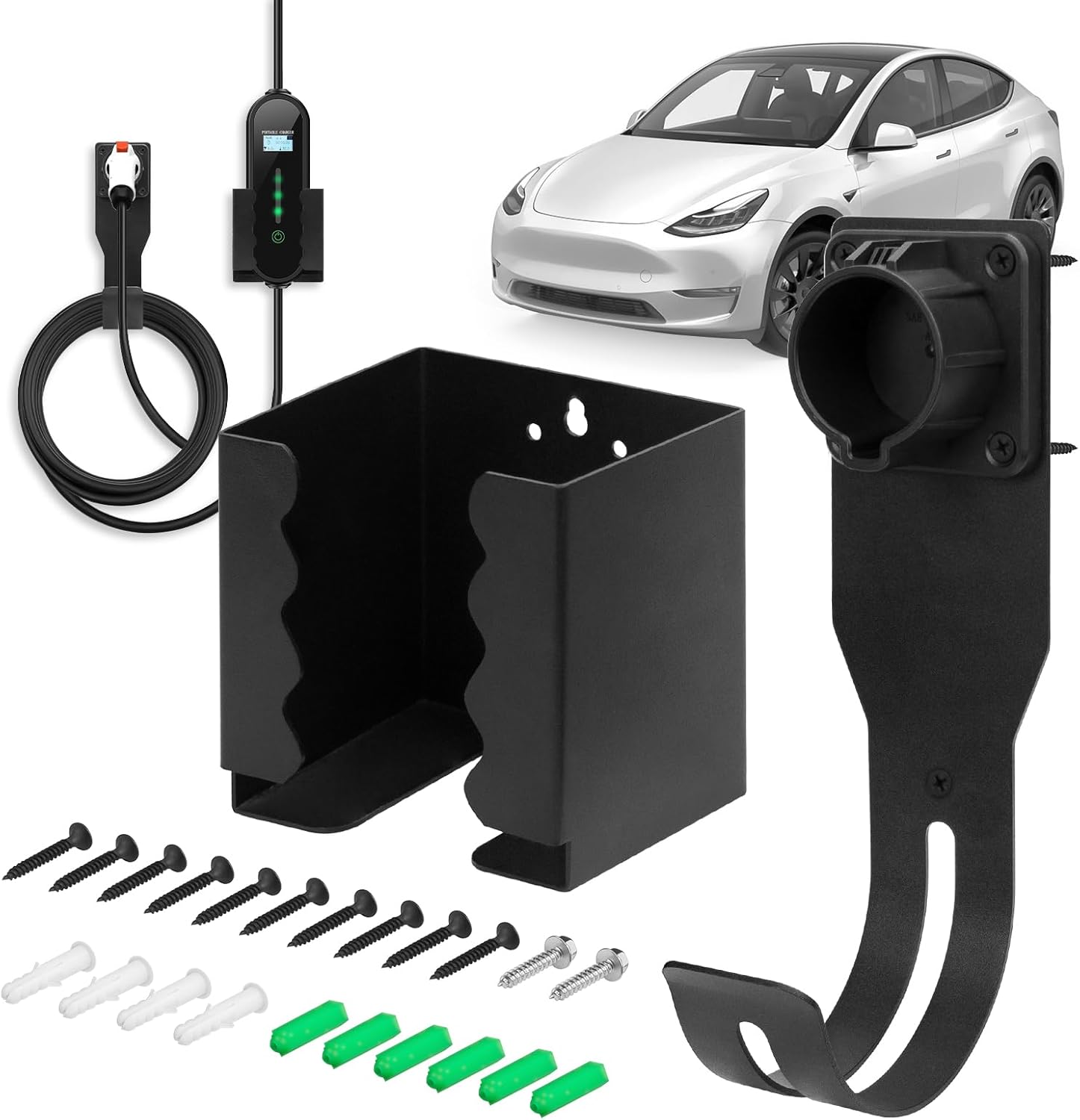 EV Charger Holder, Upgraded Charging Box Holder and Wall-Mount Connector
