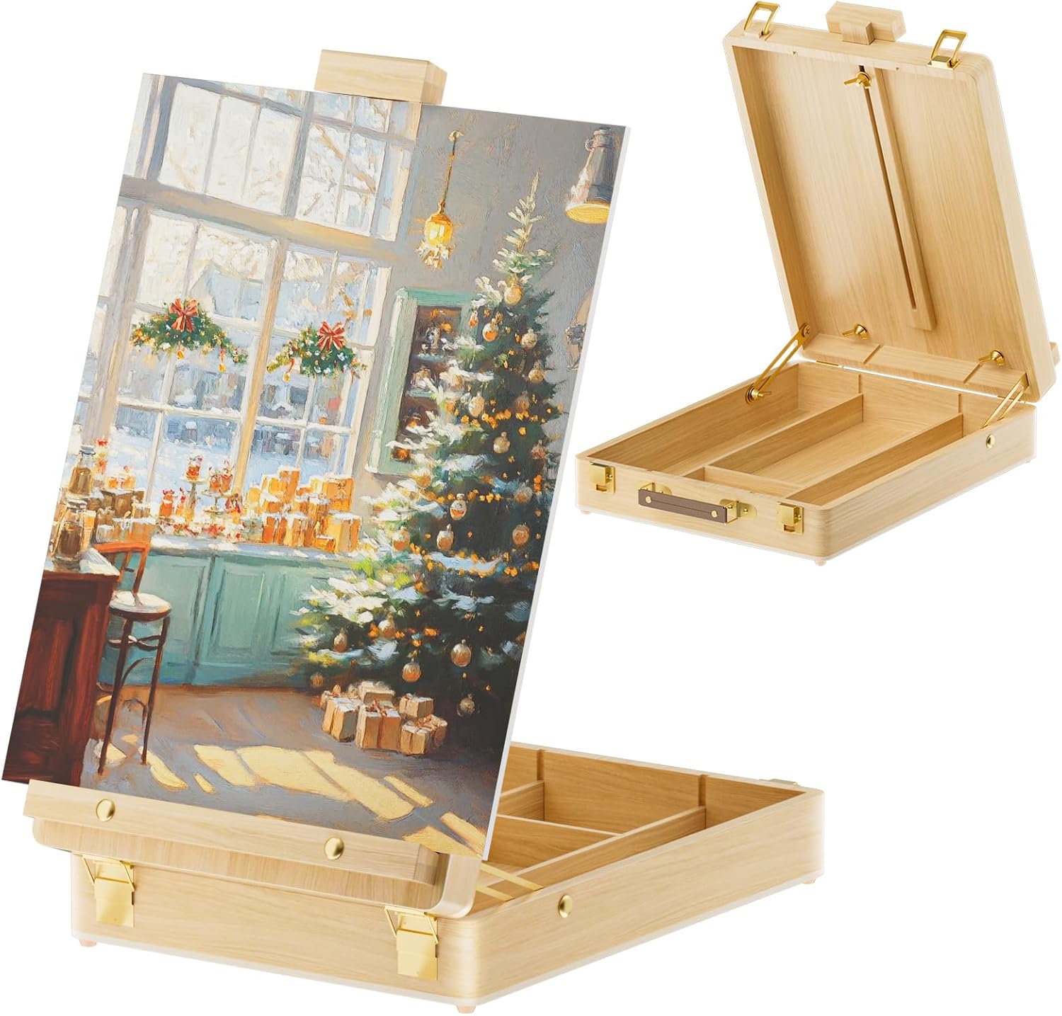 Tabletop Wooden Adjustable Painting Easel with Storage