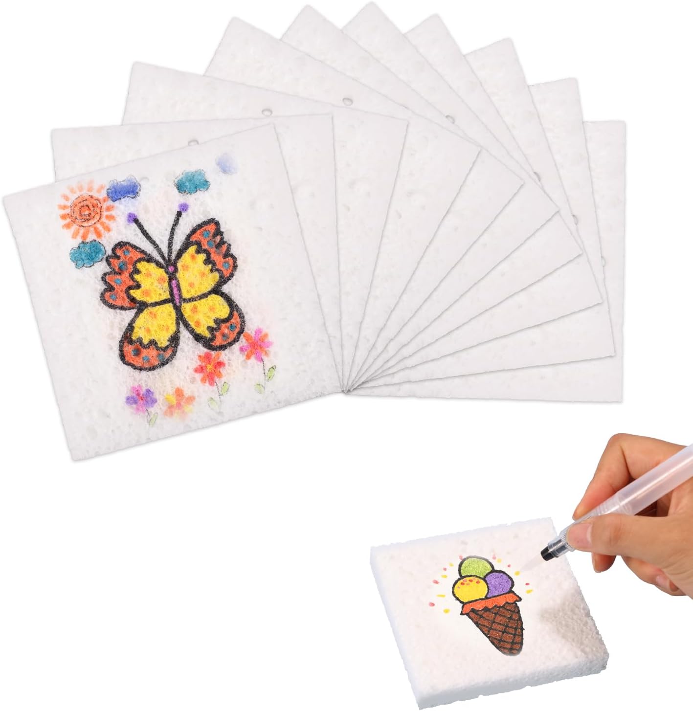 Magic Foam Texture Painting Papers Square Set of 10