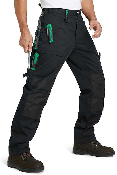 Men's Work Cargo Pants with Reinforced Knee Pad Pockets