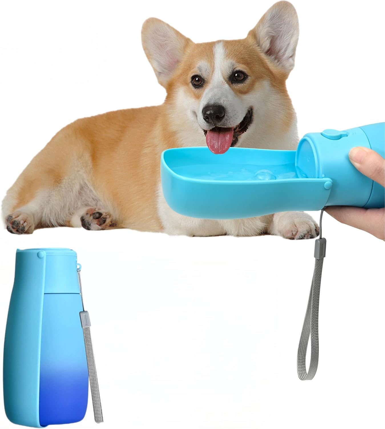 Foldable Portable Pet Water Bottle 10oz Blue