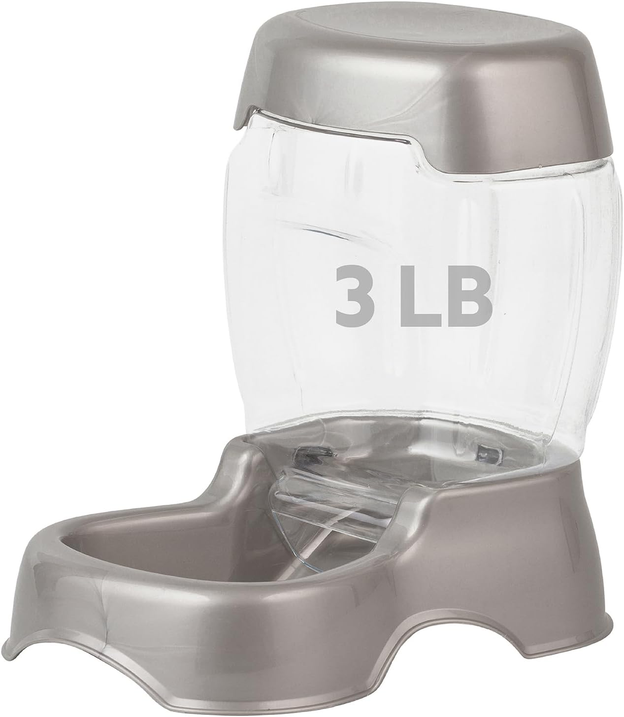 Gravity Pet Food Dispenser 3 lb Pearl Silver