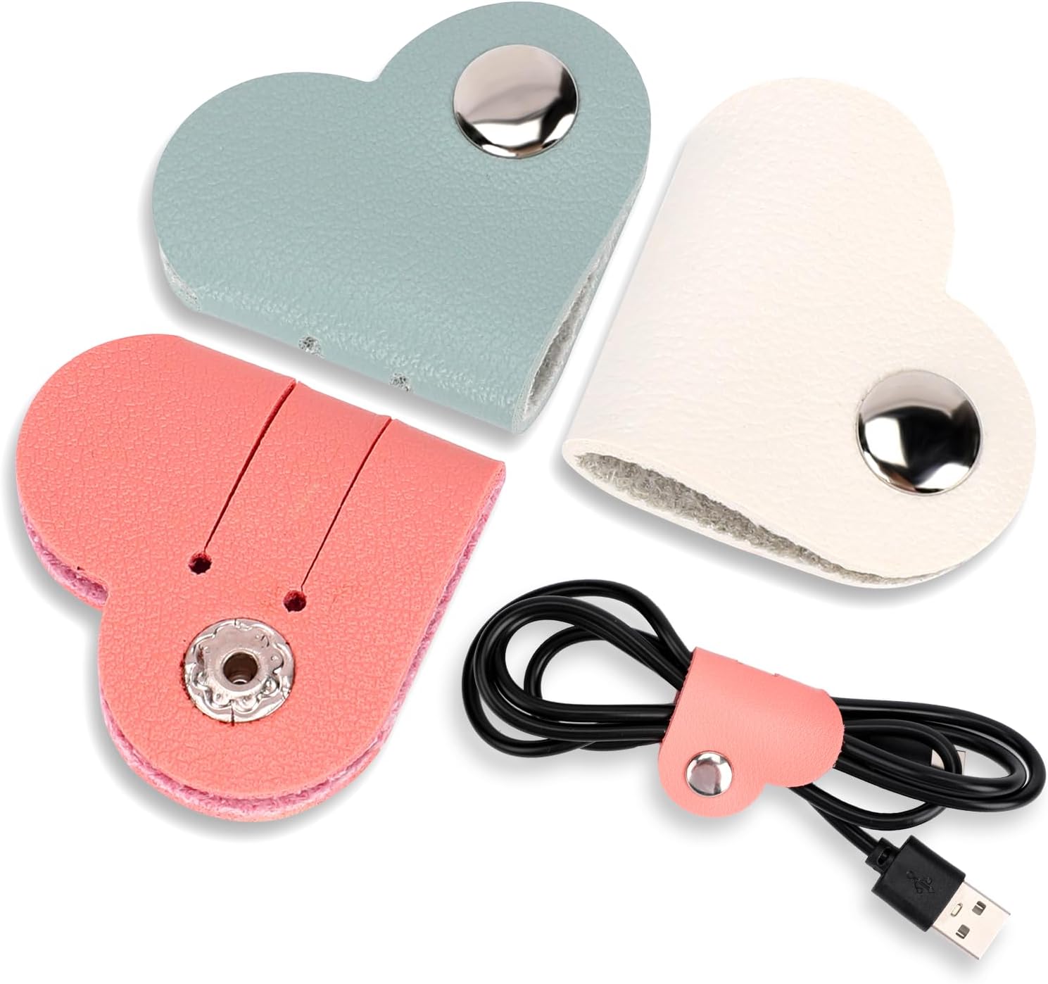Heart-Shaped Cable Organizer for Cords and Earbuds, 3-Piece Set