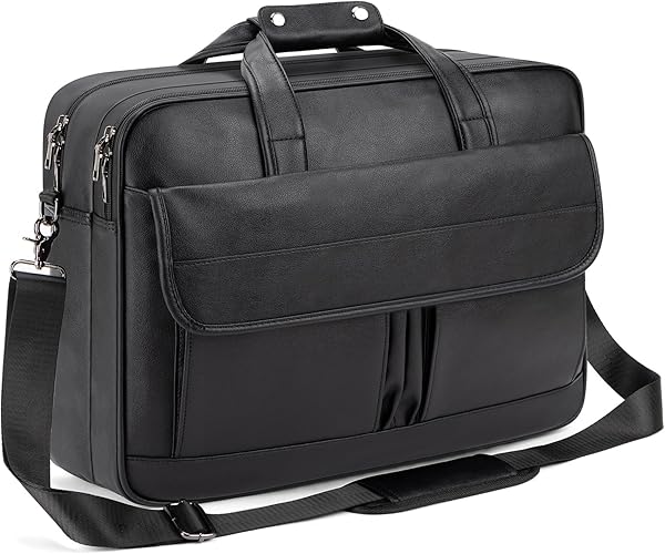 Men's Faux Leather Messenger Bag for 15.6-Inch Laptop