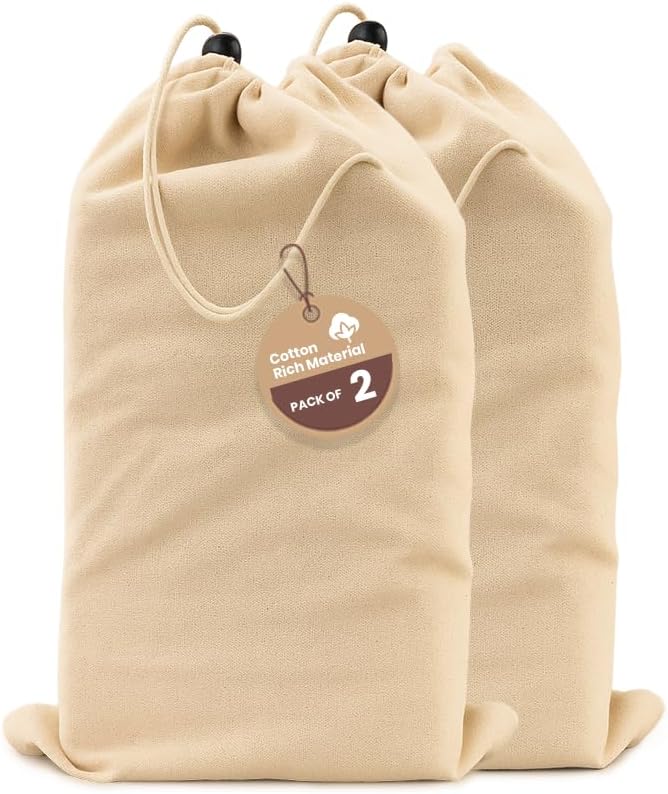 Cotton Rich Drawstring Shoe Storage Bags 8x17 Inch Pack of 2
