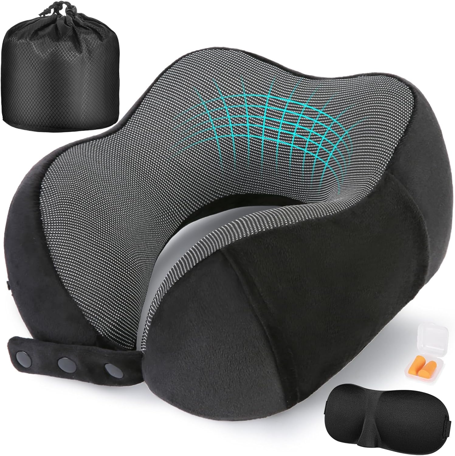 Memory Foam Travel Neck Pillow with Accessories