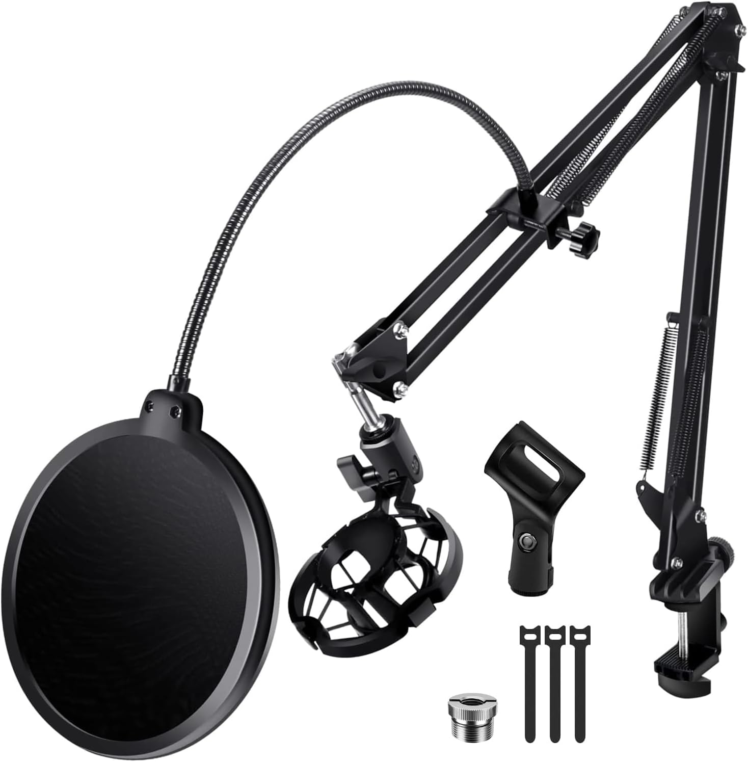 Microphone Boom Arm Stand with Pop Filter and Shock Mount