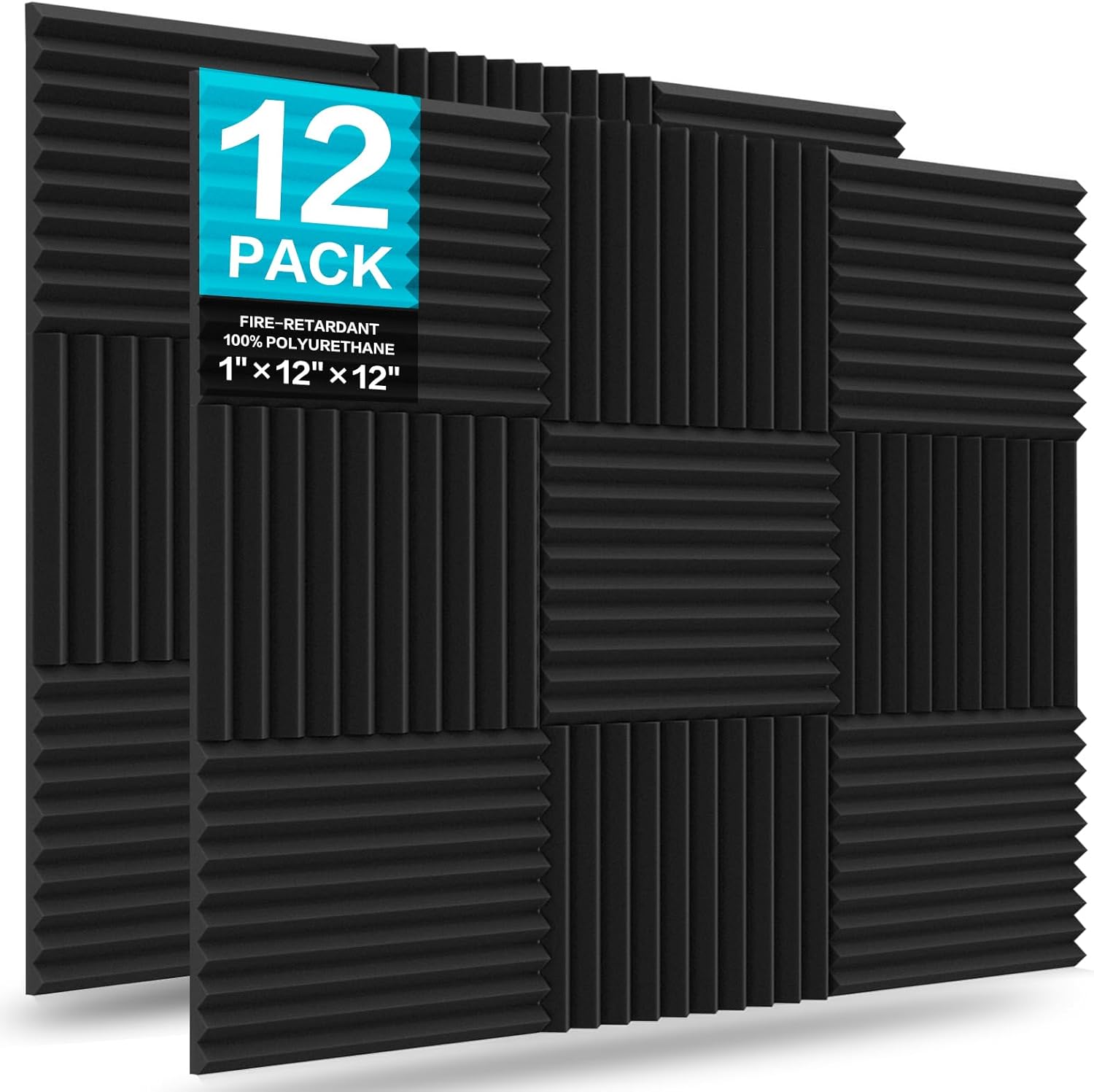 Acoustic Foam Panels, 12 Pack, 1" x 12" x 12" Wedges