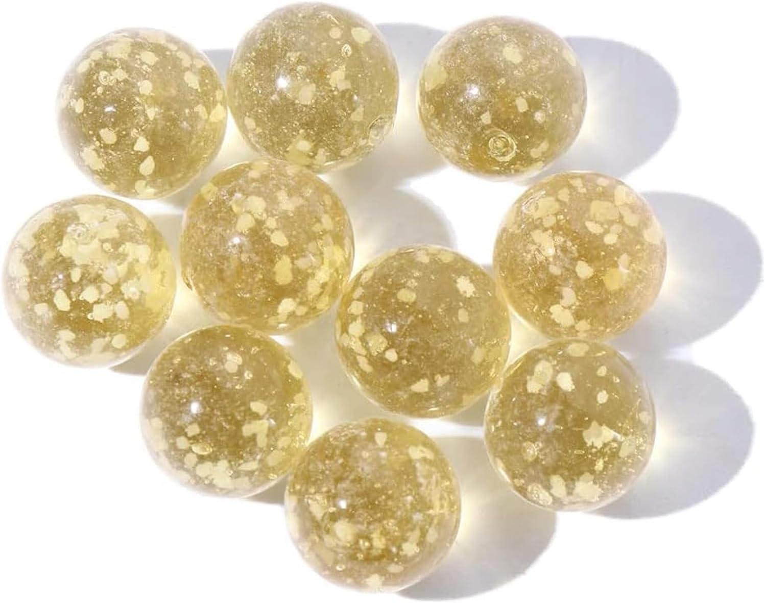 Gold Glow-in-the-Dark Glass Marbles, 12mm, Set of 10