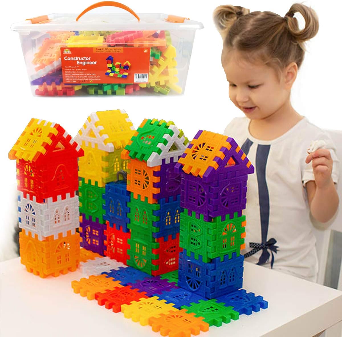 Large Waffle Building Blocks STEM Toy Set for Kids