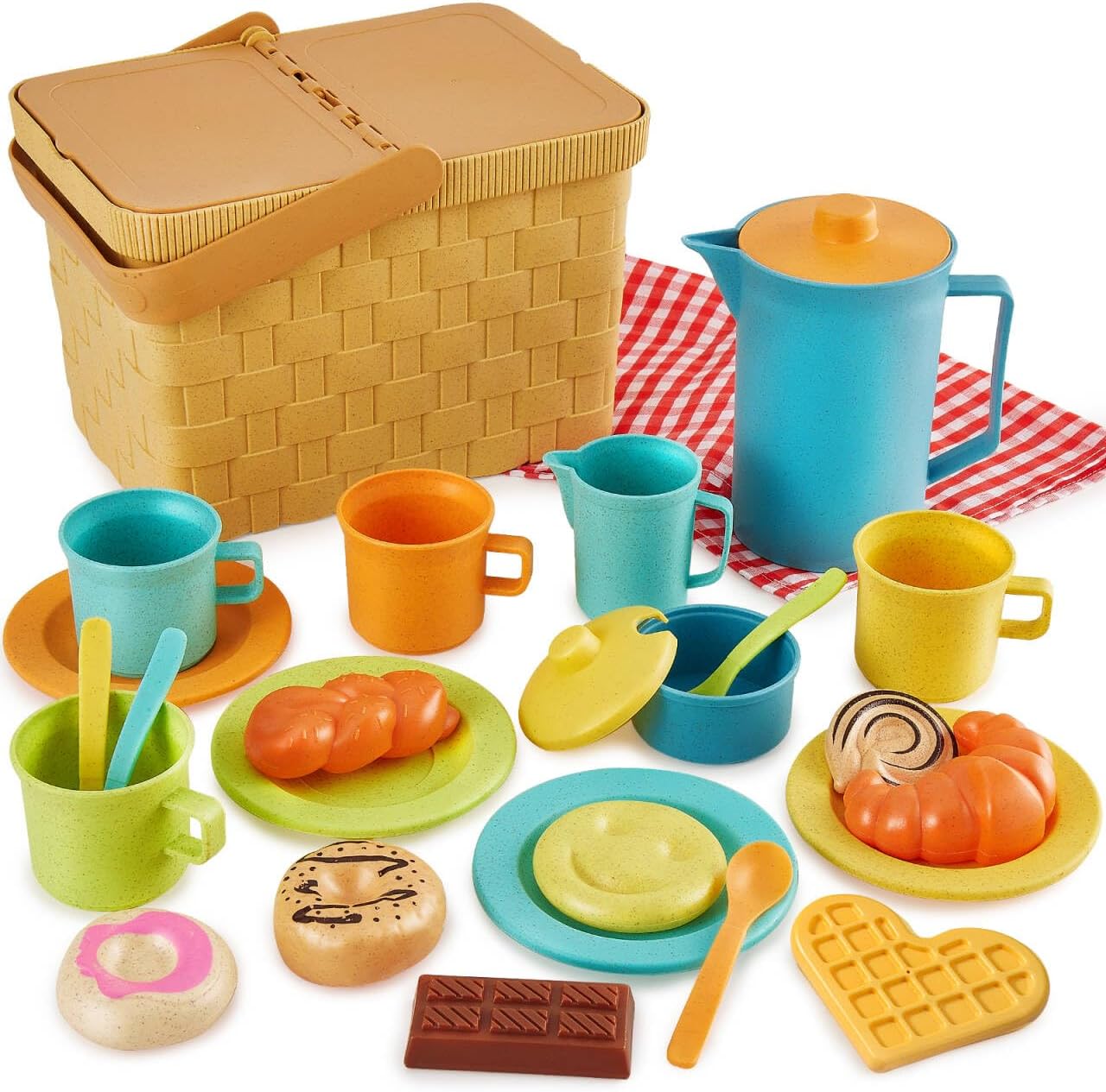 Pretend Play Picnic Basket and Tea Party Set for Kids