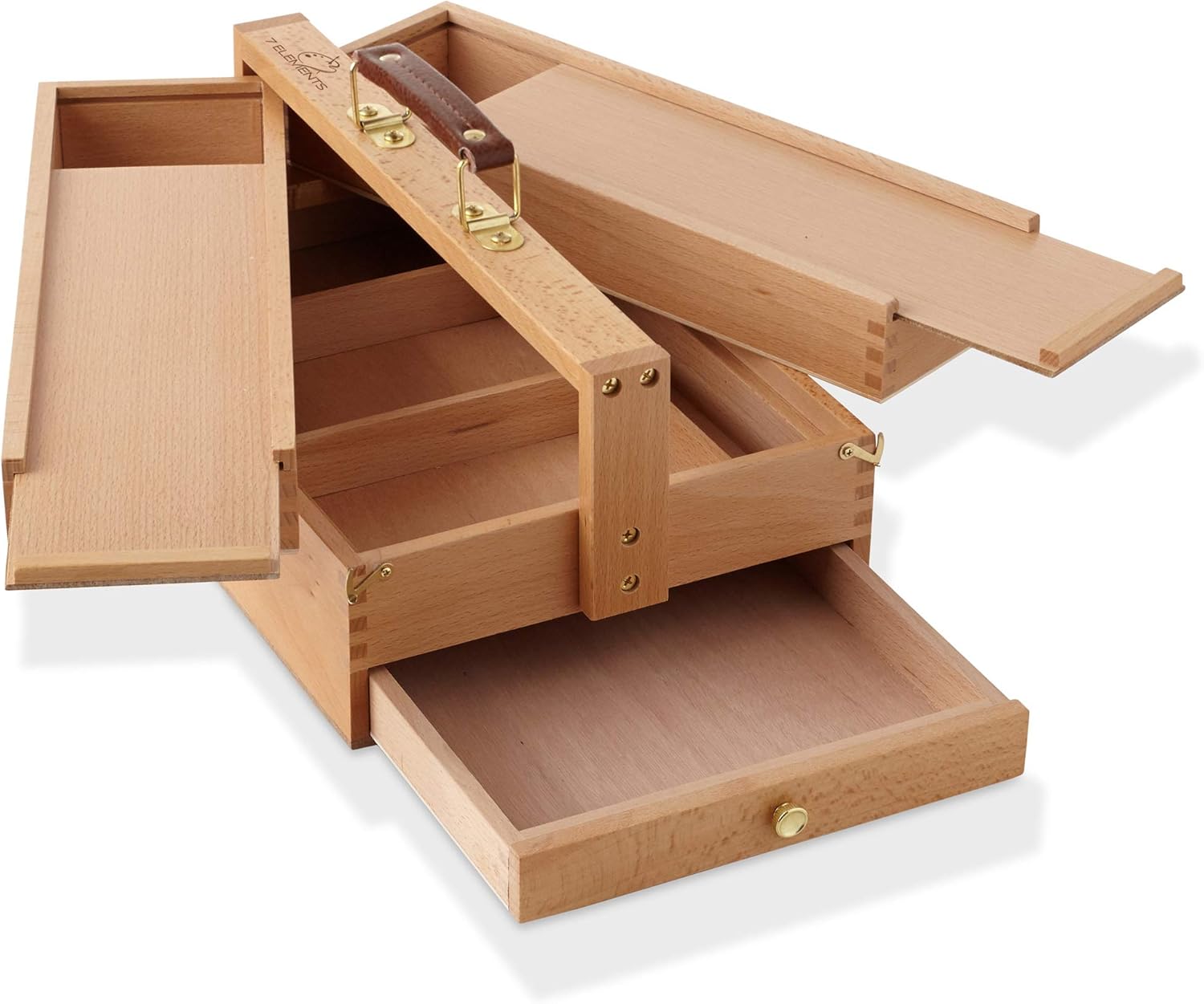 Wooden Multi-Function Artist Tool and Brush Storage Box