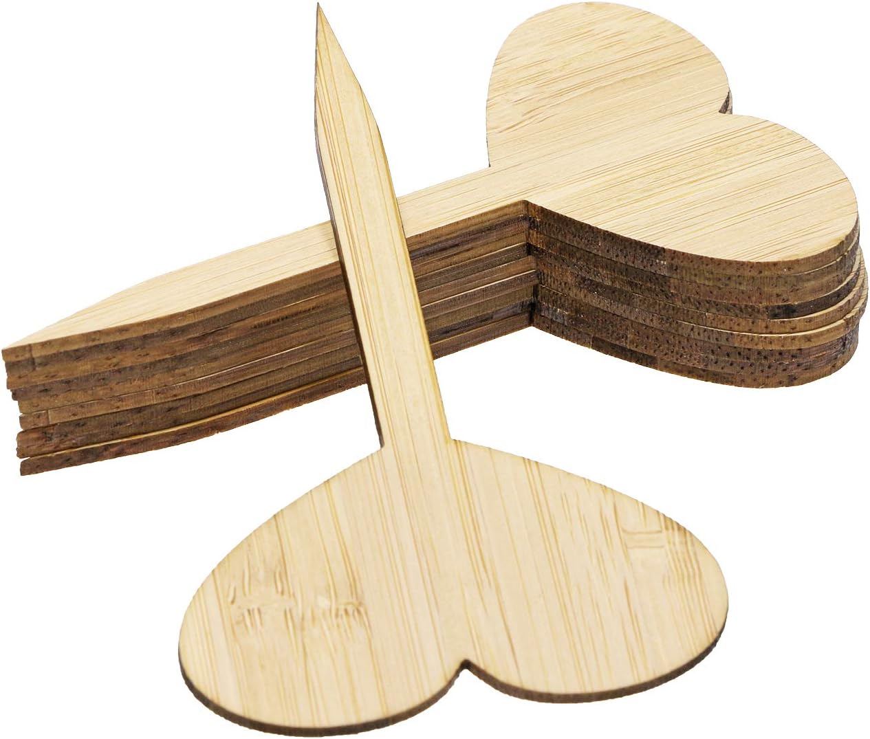 Bamboo Heart Shaped Plant Labels 10 Pieces