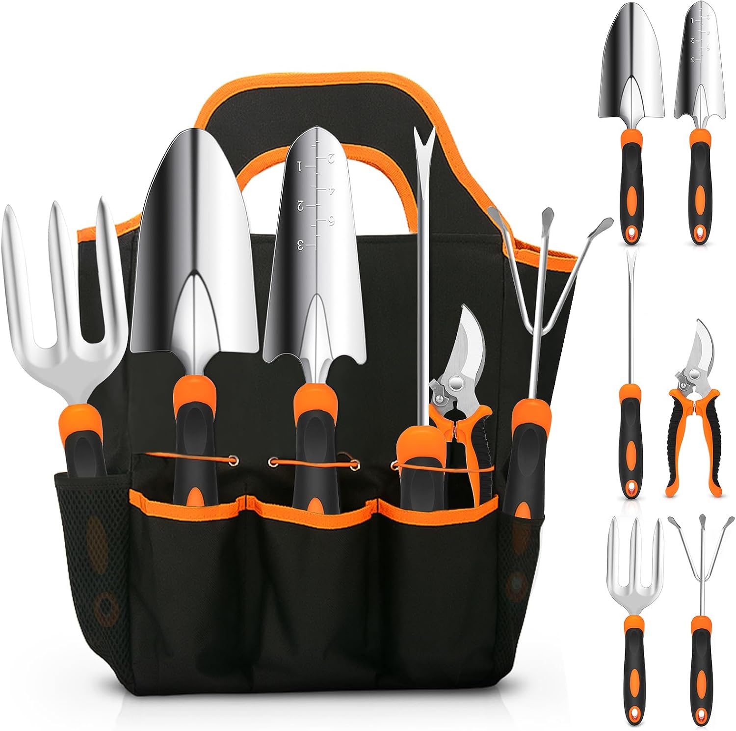Stainless Steel Gardening Hand Tool Set with Tote Bag