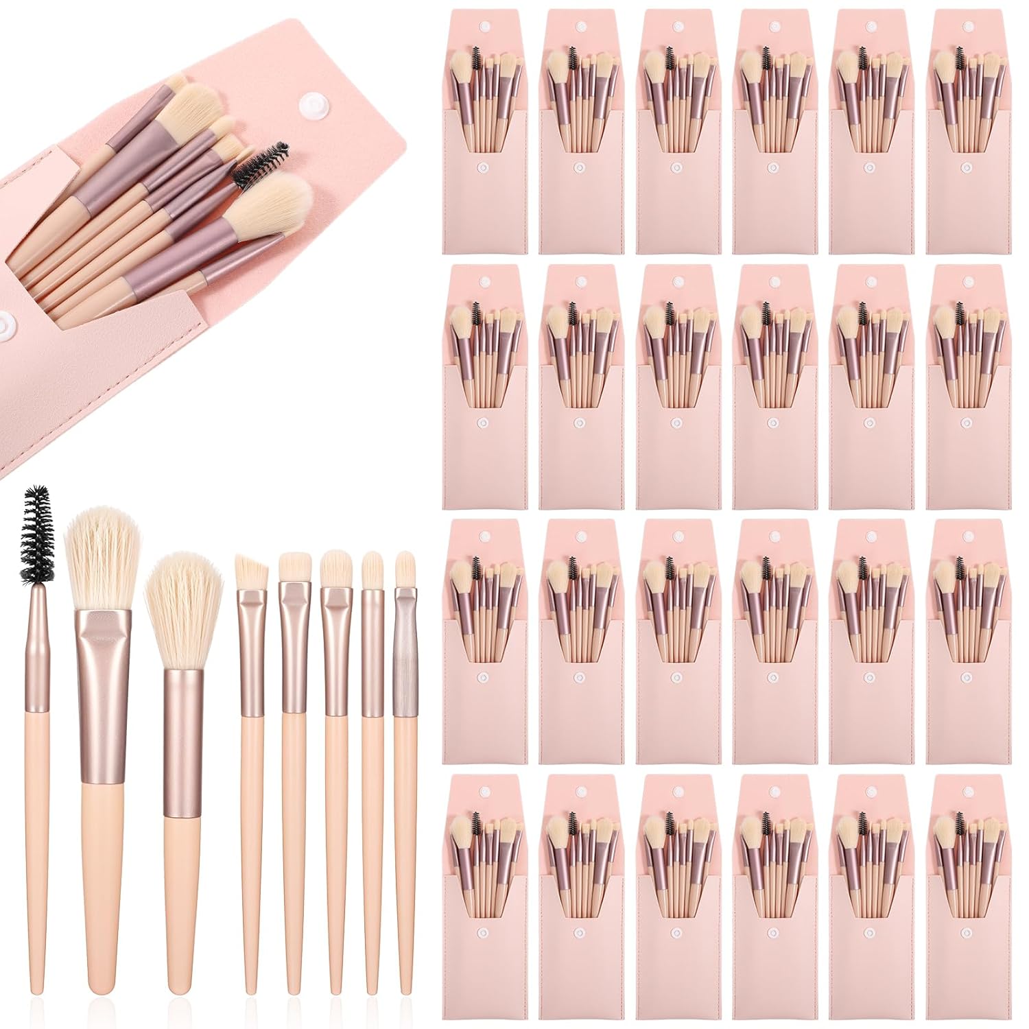 24 Set Travel Makeup Brush Set, Mini Face Makeup Brushes with Bag