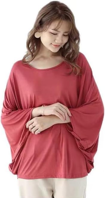 Womens Long Sleeve Draped Batwing Tunic Tee Oversized