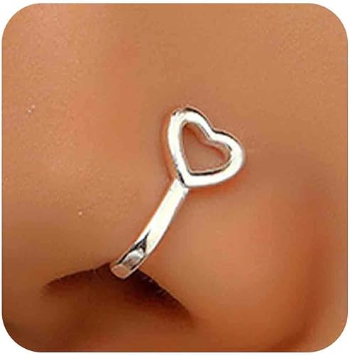 Crystal Heart Nose Ring Hoop