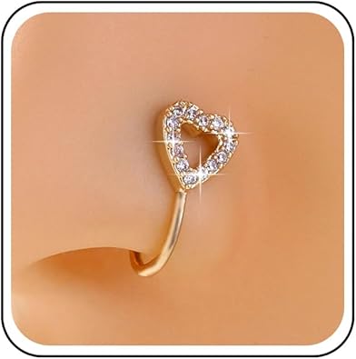 Crystal Heart Nose Ring Stud