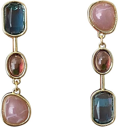 Three Layered Crystal Tassel Earrings