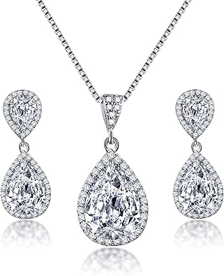 Teardrop Dangle Necklace and Earring Set
