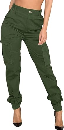 Women's Cargo Jogger Pants High Waist Slim Tapered with Pockets