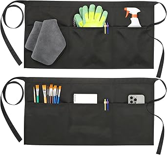 2-Pack Black Waist Server Apron with 3 Pockets
